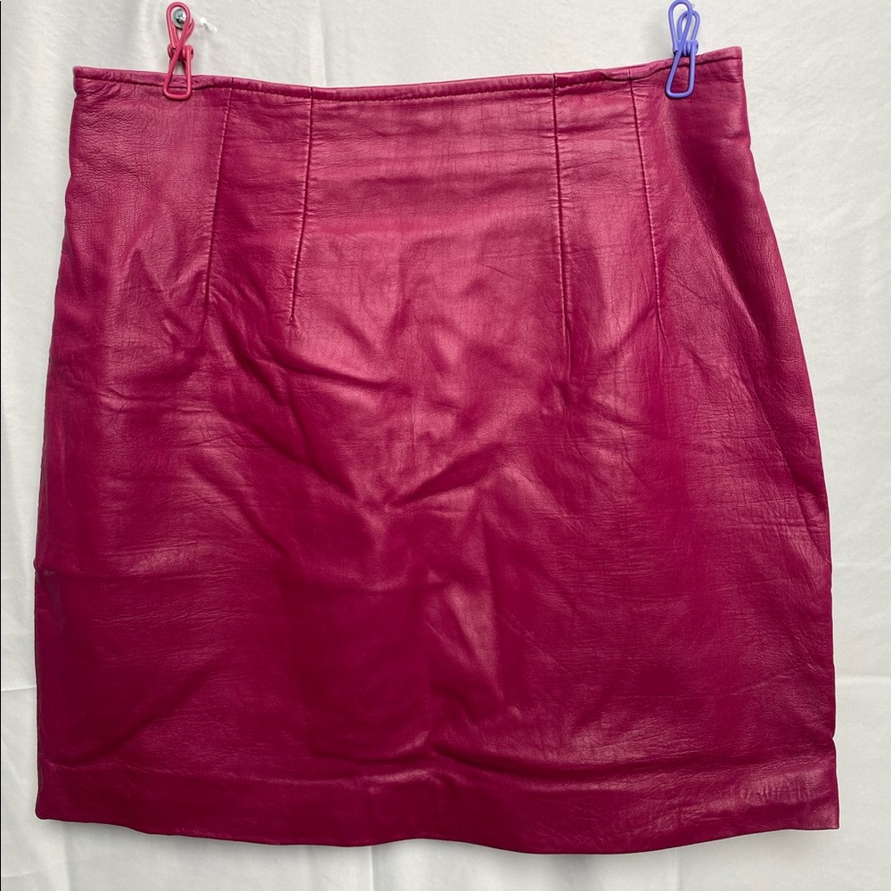 Vintage Fuchsia Leather Mini Skirt